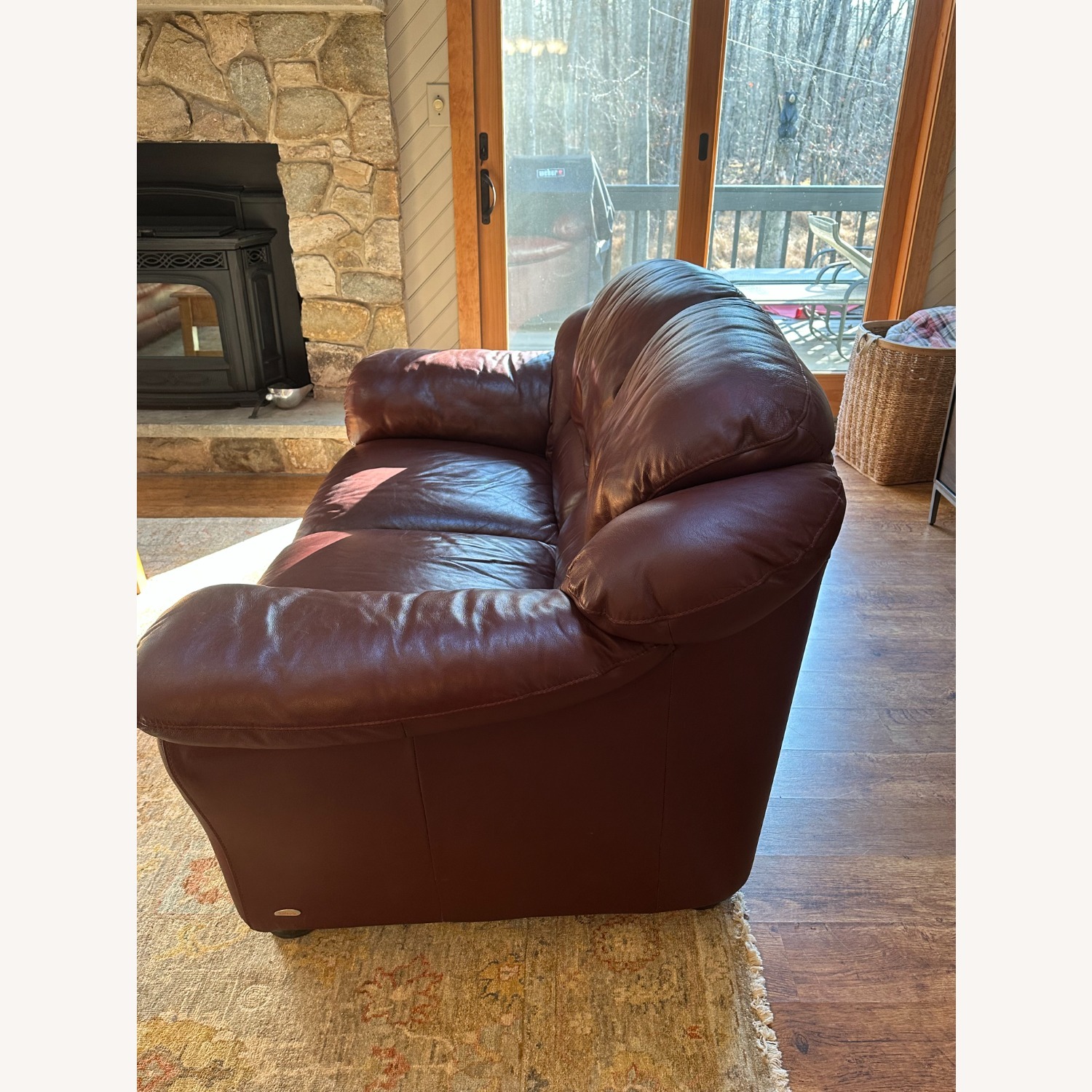 Vintage/Antique Dark Brown Leather Loveseat - image-2