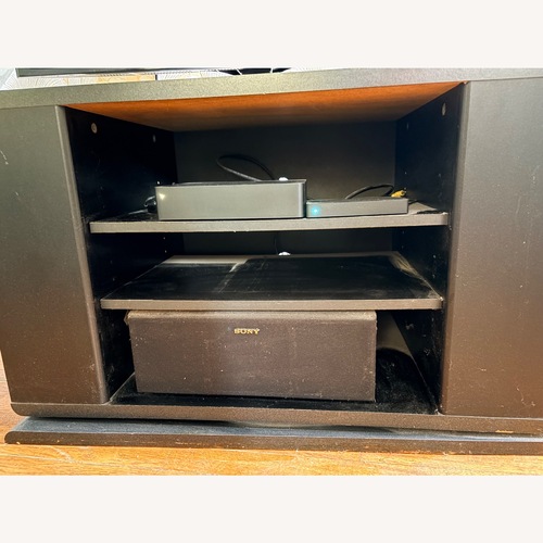 Used Sauder Black Wood Media Storage for sale on AptDeco