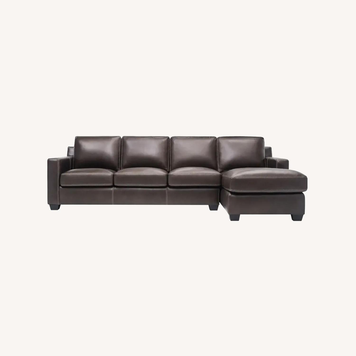Raymour & Flanigan Anaheim Leather 2-pc. Sectional in Brown - image-0
