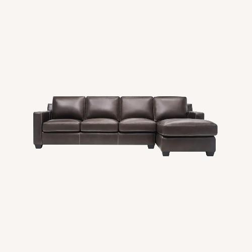 Used Raymour & Flanigan Anaheim Leather 2-pc. Sectional in Brown for sale on AptDeco