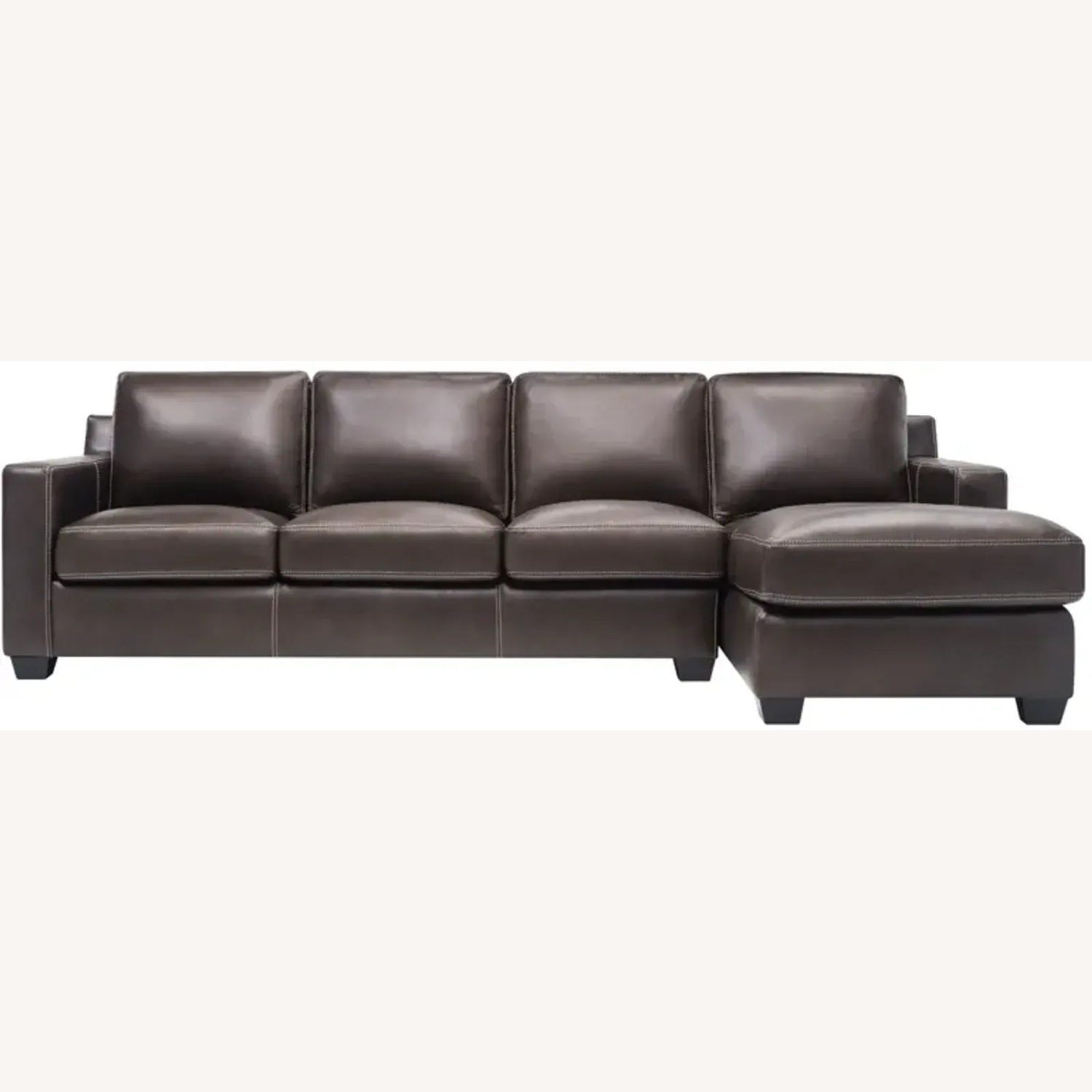 Raymour & Flanigan Anaheim Leather 2-pc. Sectional in Brown - image-4