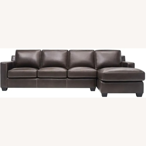 Used Raymour & Flanigan Anaheim Leather 2-pc. Sectional in Brown for sale on AptDeco