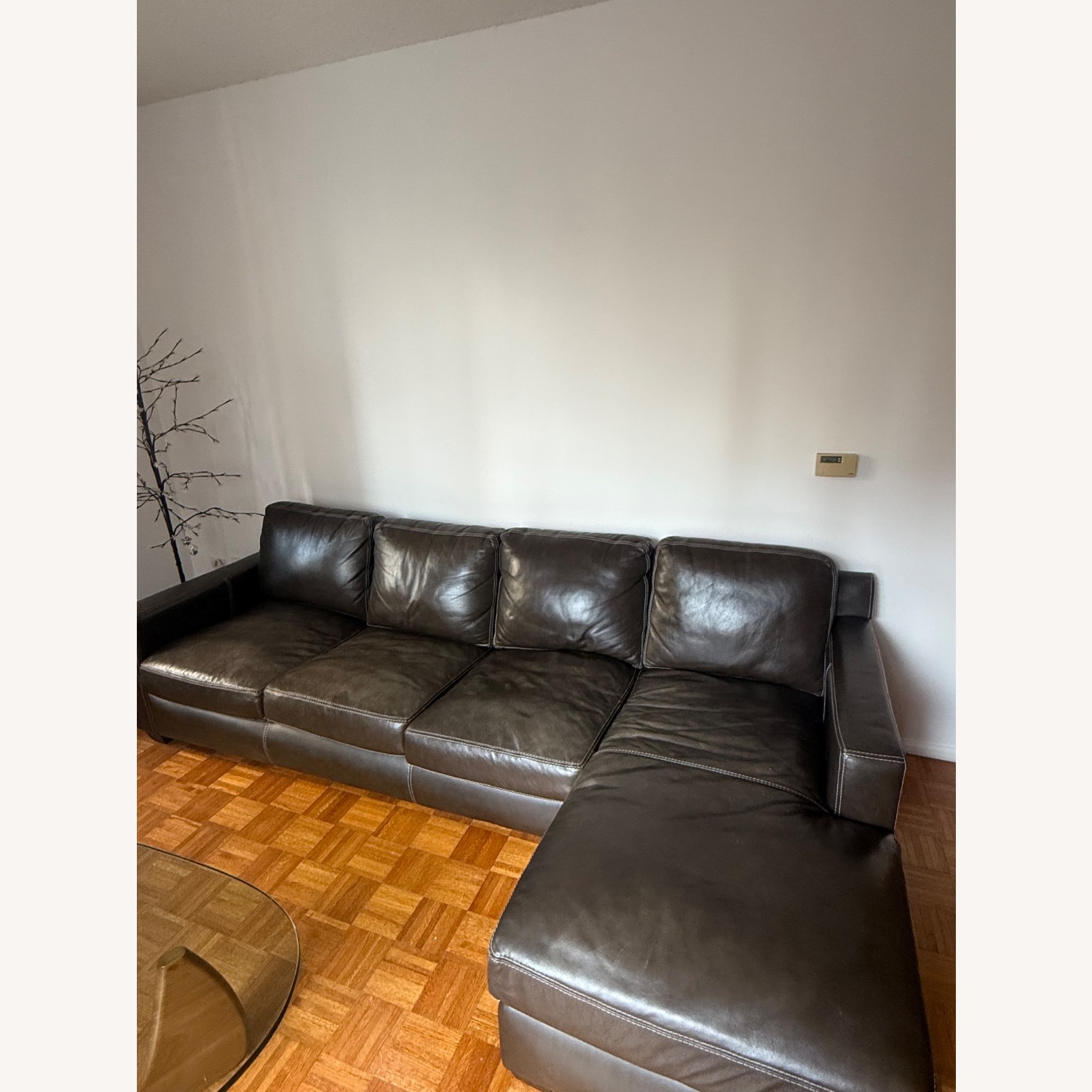 Raymour & Flanigan Anaheim Leather 2-pc. Sectional in Brown - image-1