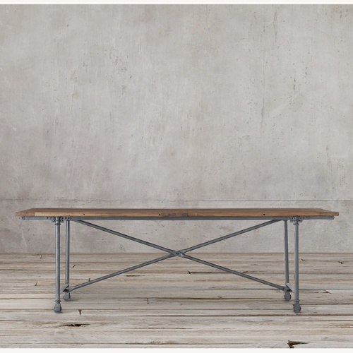 Used RH Reclaimed Elm Wood Table with Cast Iron Table for sale on AptDeco