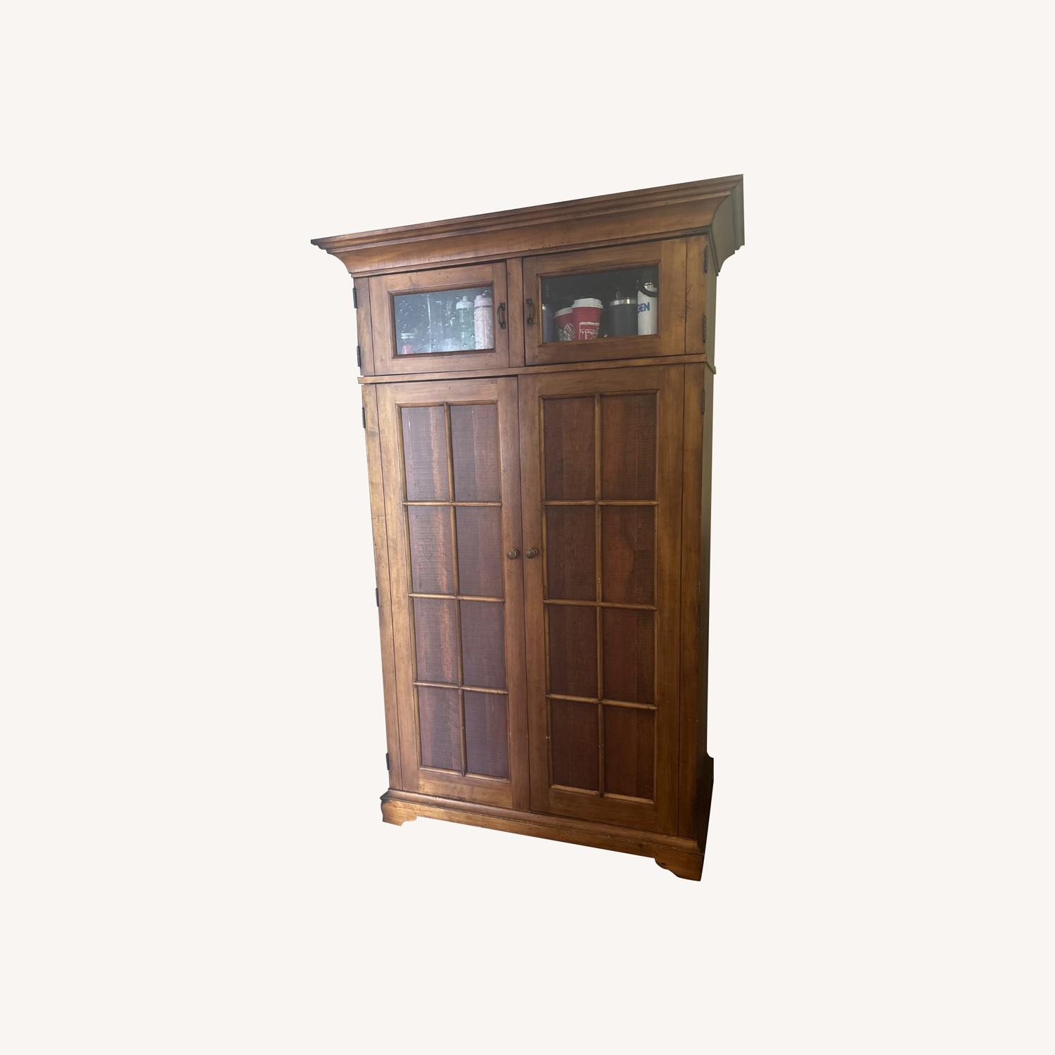 Dark Brown Wood Armoire - image-0