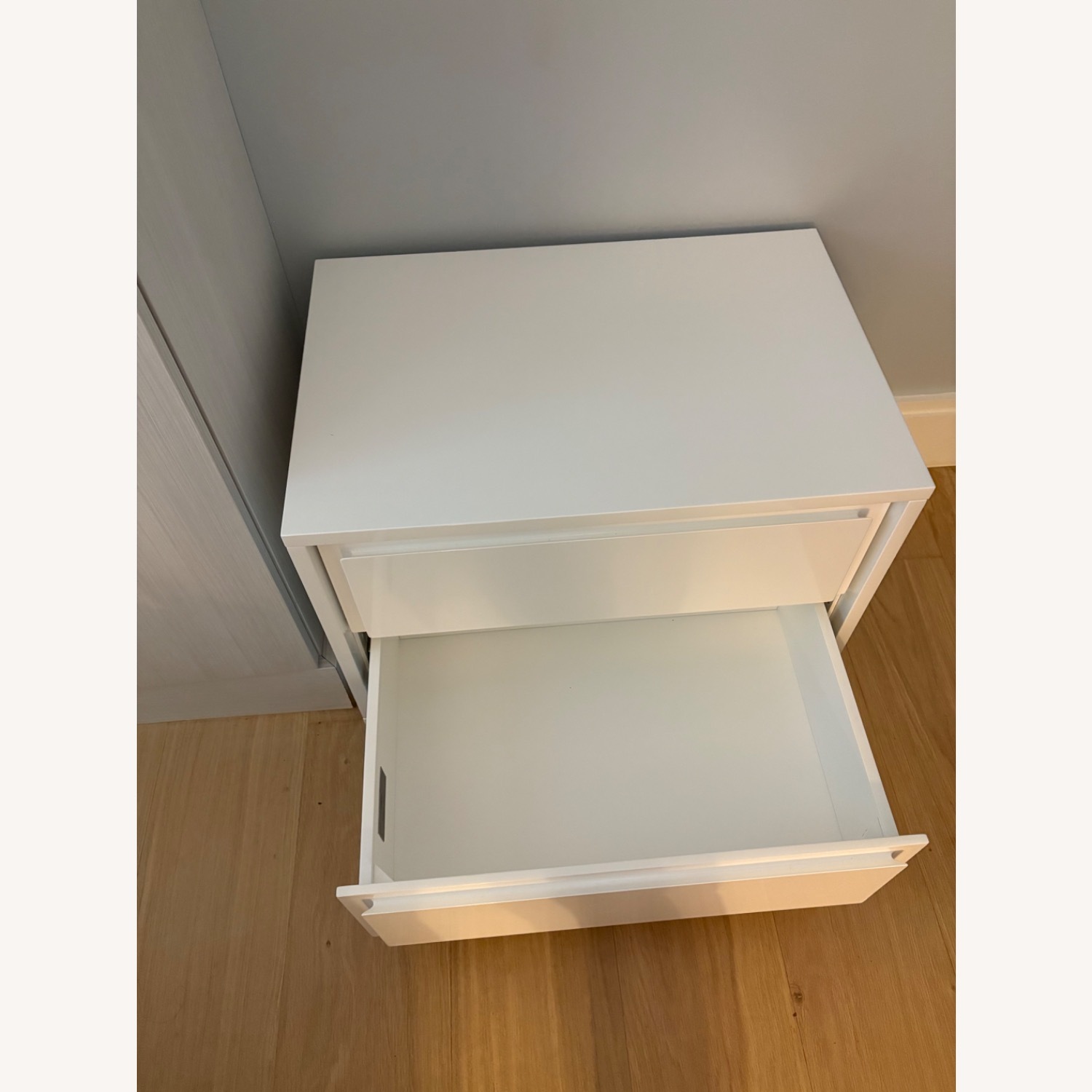 CB2 Gallery 2 Drawer High Gloss White Nightstand - image-5
