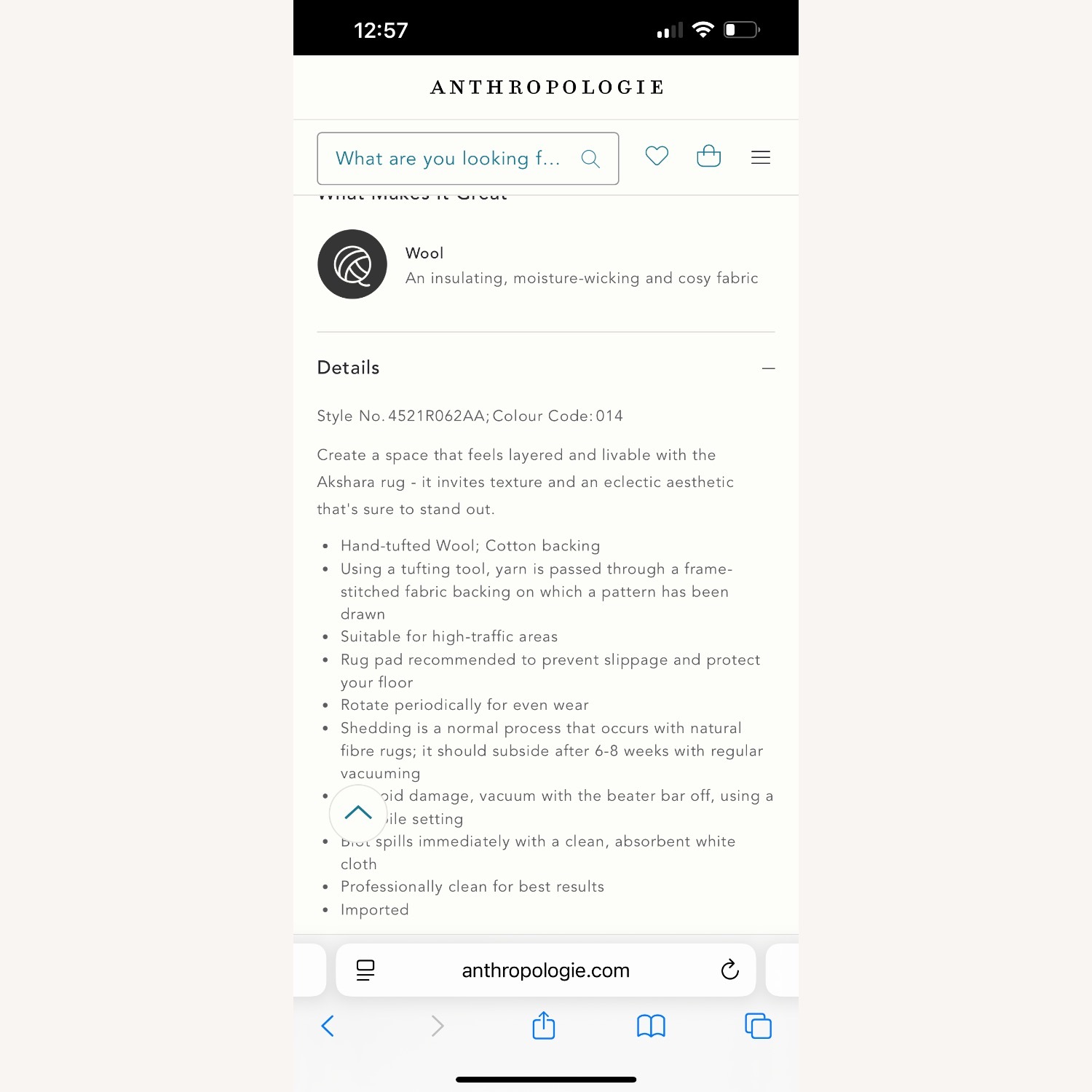 Anthropologie Akshara Natural Wool Area Rug 9' x 12' - image-2