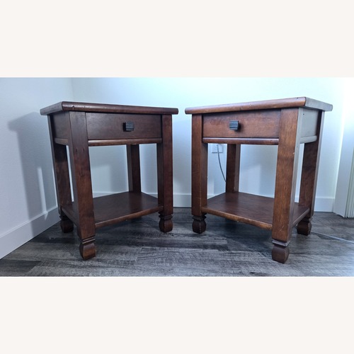 Used Vintage/Antique Dark Brown Wood Side Table for sale on AptDeco
