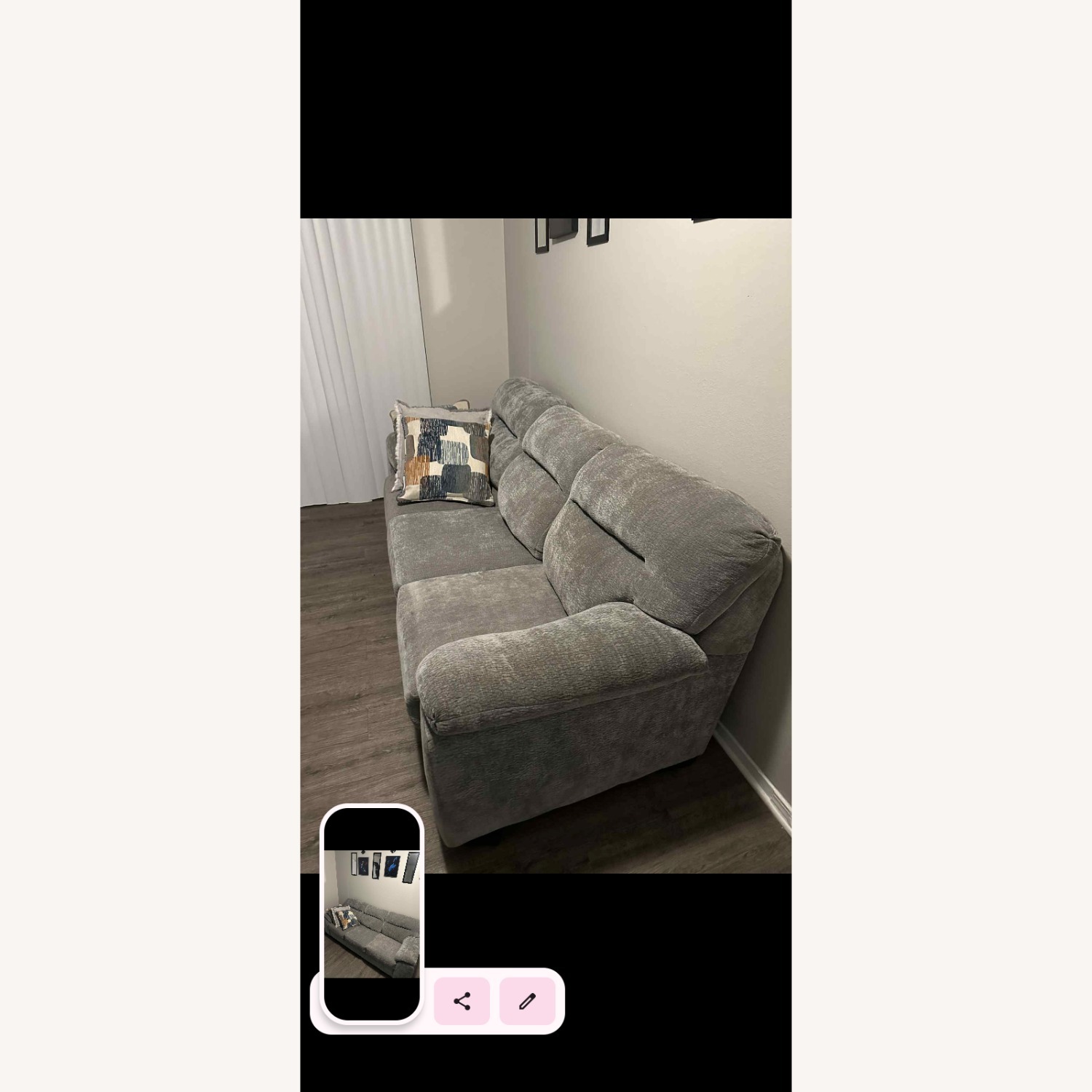 Ashley Furniture Light Gray Fabric 2 Seater Sofa - image-3