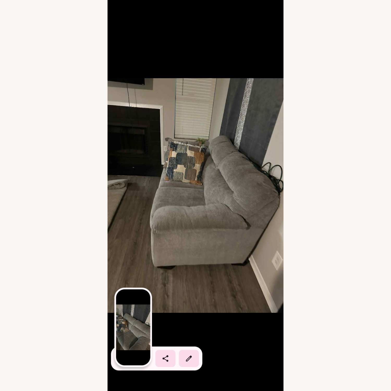 Ashley Furniture Light Gray Fabric 2 Seater Sofa - image-1