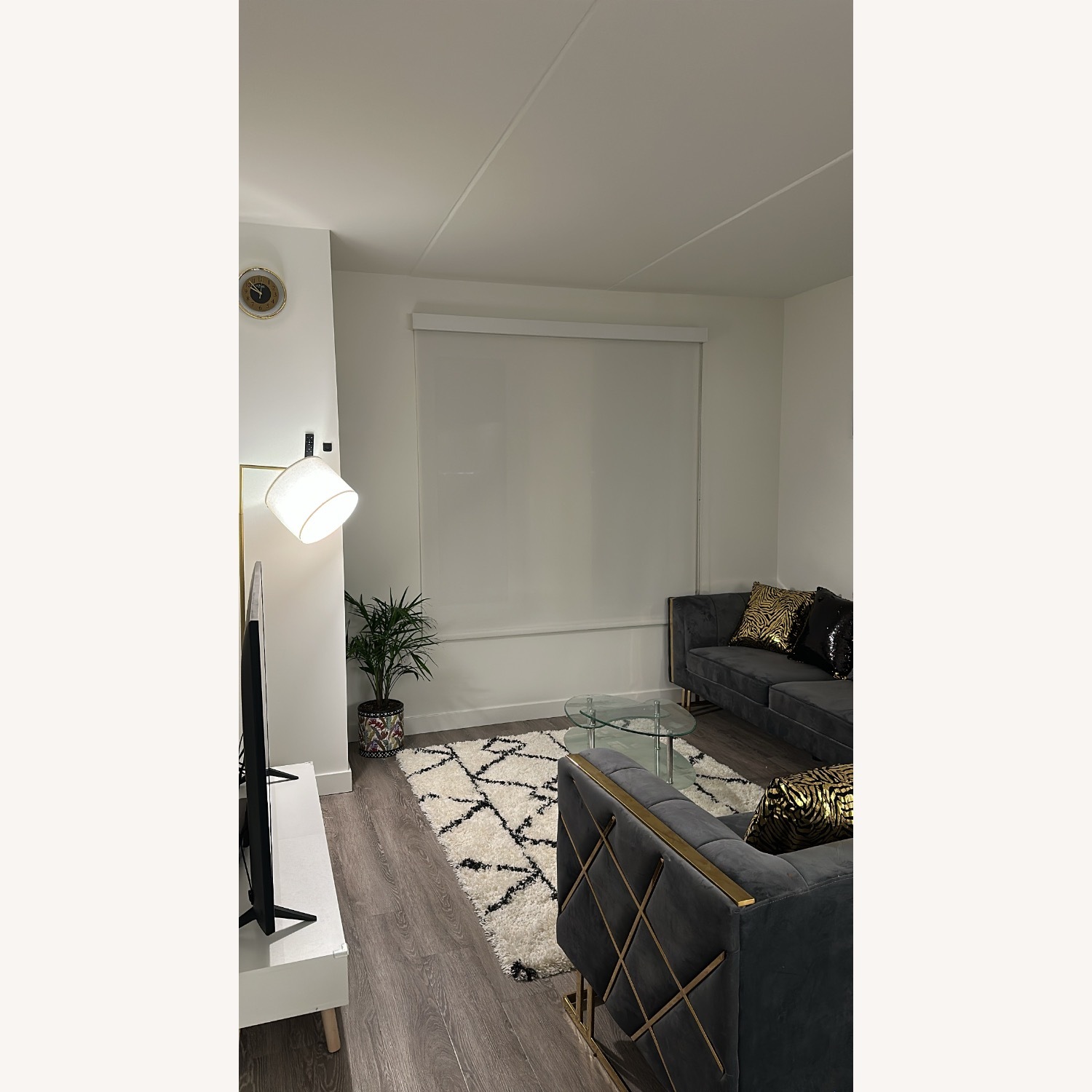 Light Gray Velvet Loveseat - image-0