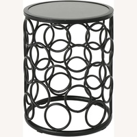 Dark Gray/Brown Metal Side Table 