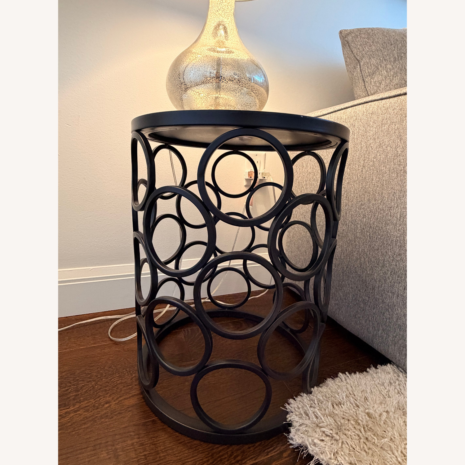 Dark Gray/Brown Metal Side Table  - image-2