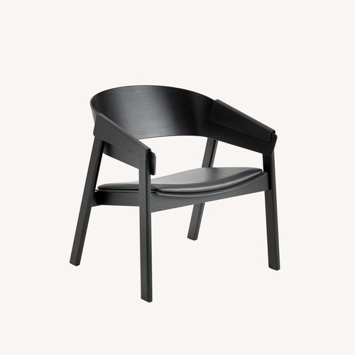 Used Muuto Cover Lounge Chair - Black leather/black for sale on AptDeco