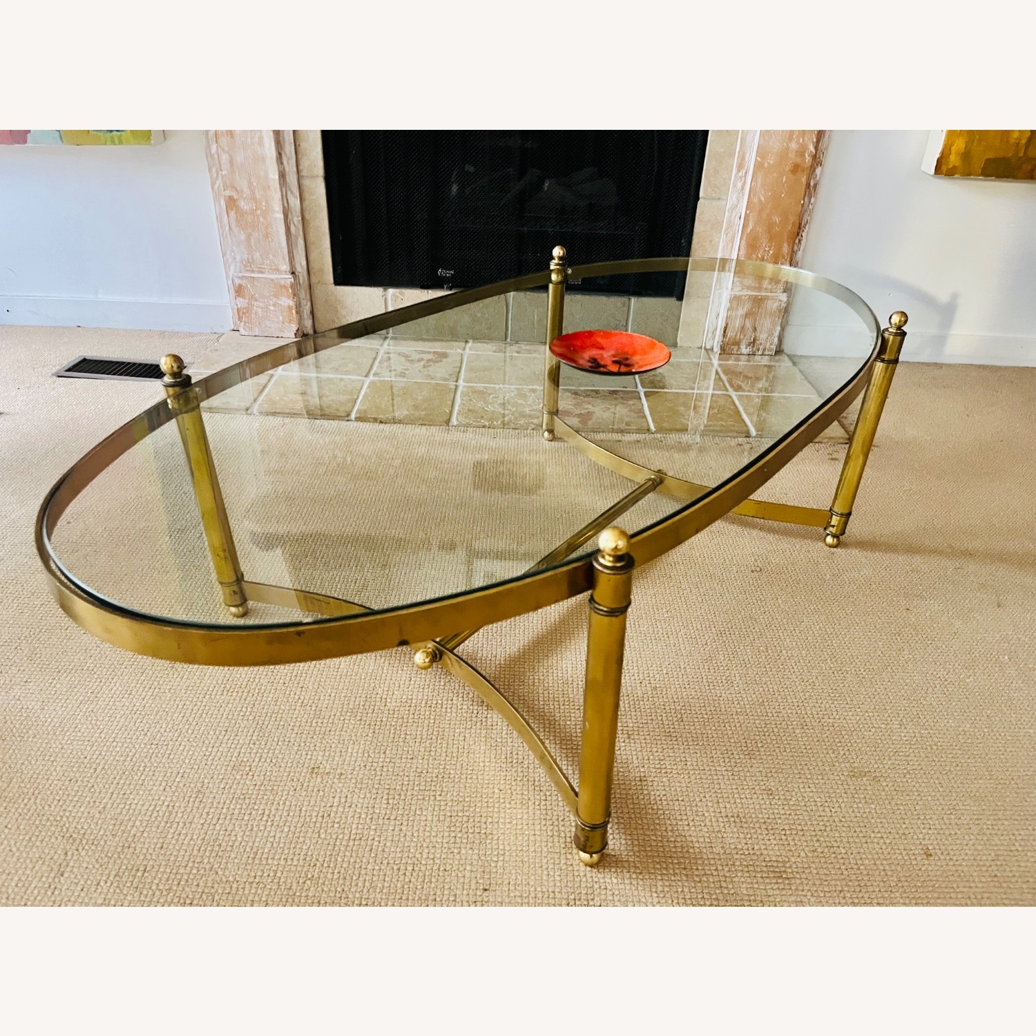 Vintage Mid Century Brass & Glass Coffee Table - image-3