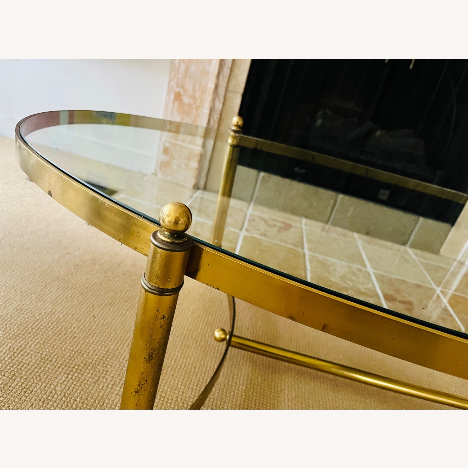 Vintage Mid Century Brass & Glass Coffee Table - image-6