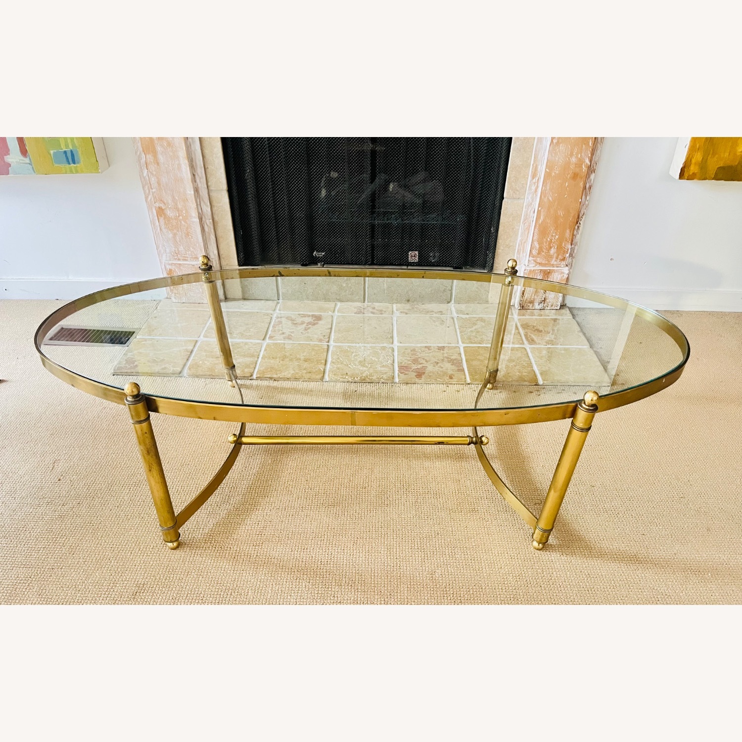 Vintage Mid Century Brass & Glass Coffee Table - image-0