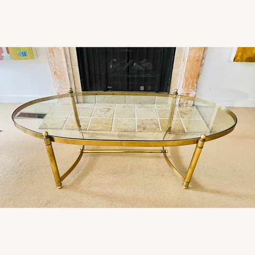 Used Vintage Mid Century Brass & Glass Coffee Table for sale on AptDeco