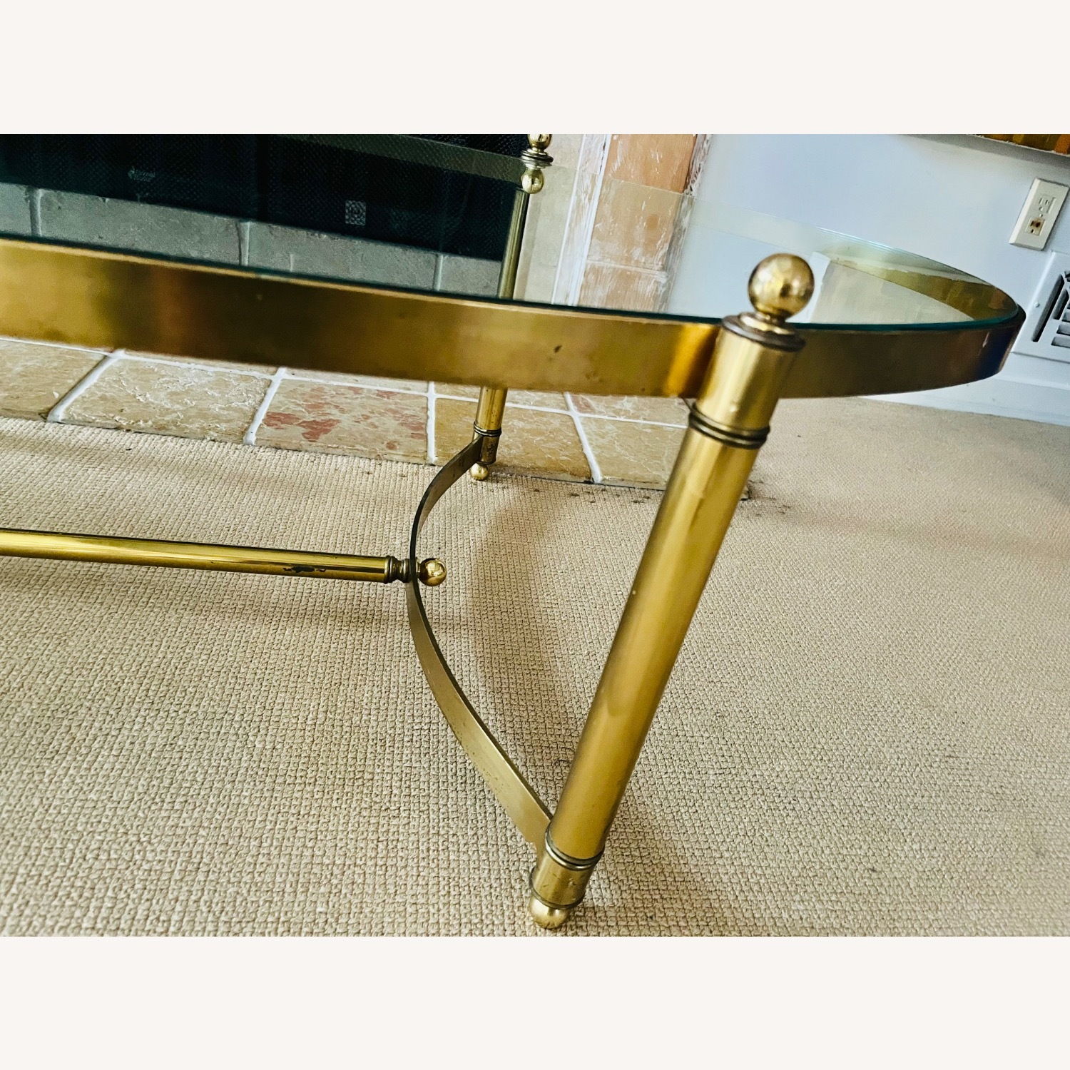 Vintage Mid Century Brass & Glass Coffee Table - image-7