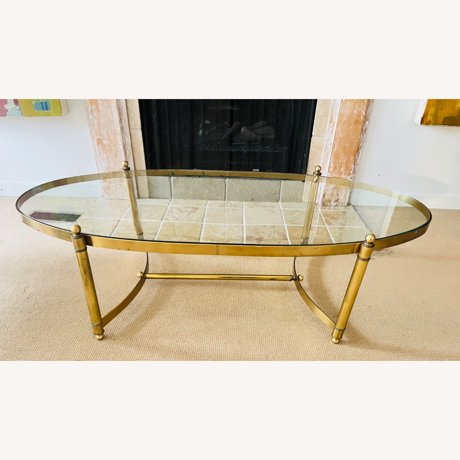 Vintage Mid Century Brass & Glass Coffee Table - image-10