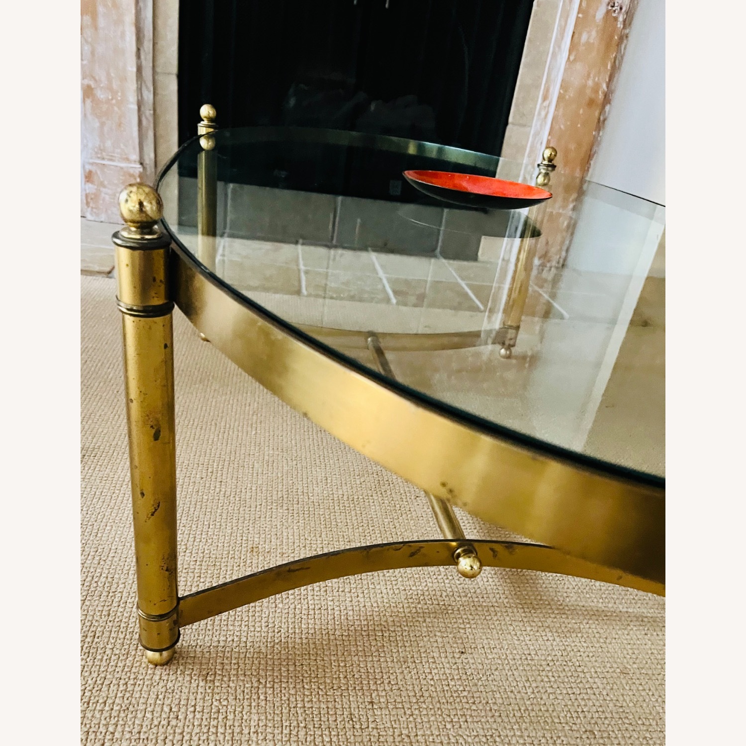 Vintage Mid Century Brass & Glass Coffee Table - image-15