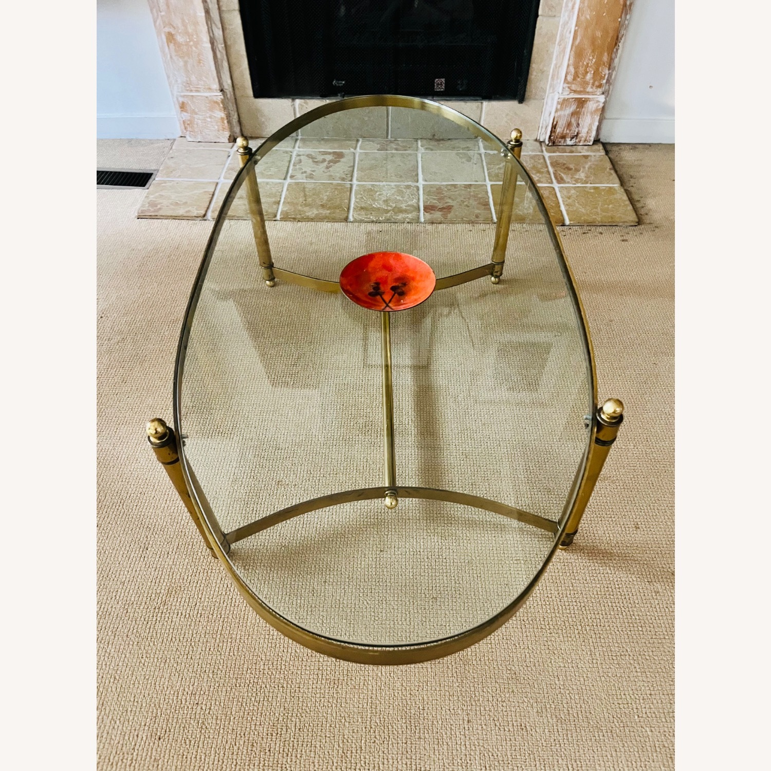 Vintage Mid Century Brass & Glass Coffee Table - image-14
