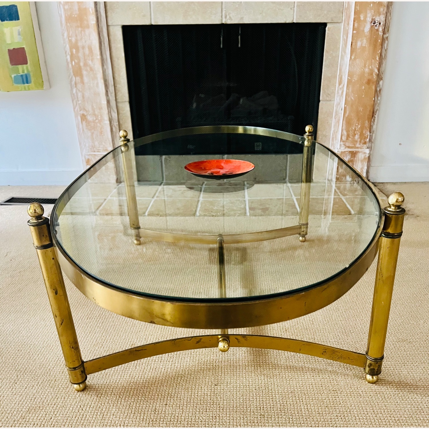 Vintage Mid Century Brass & Glass Coffee Table - image-12