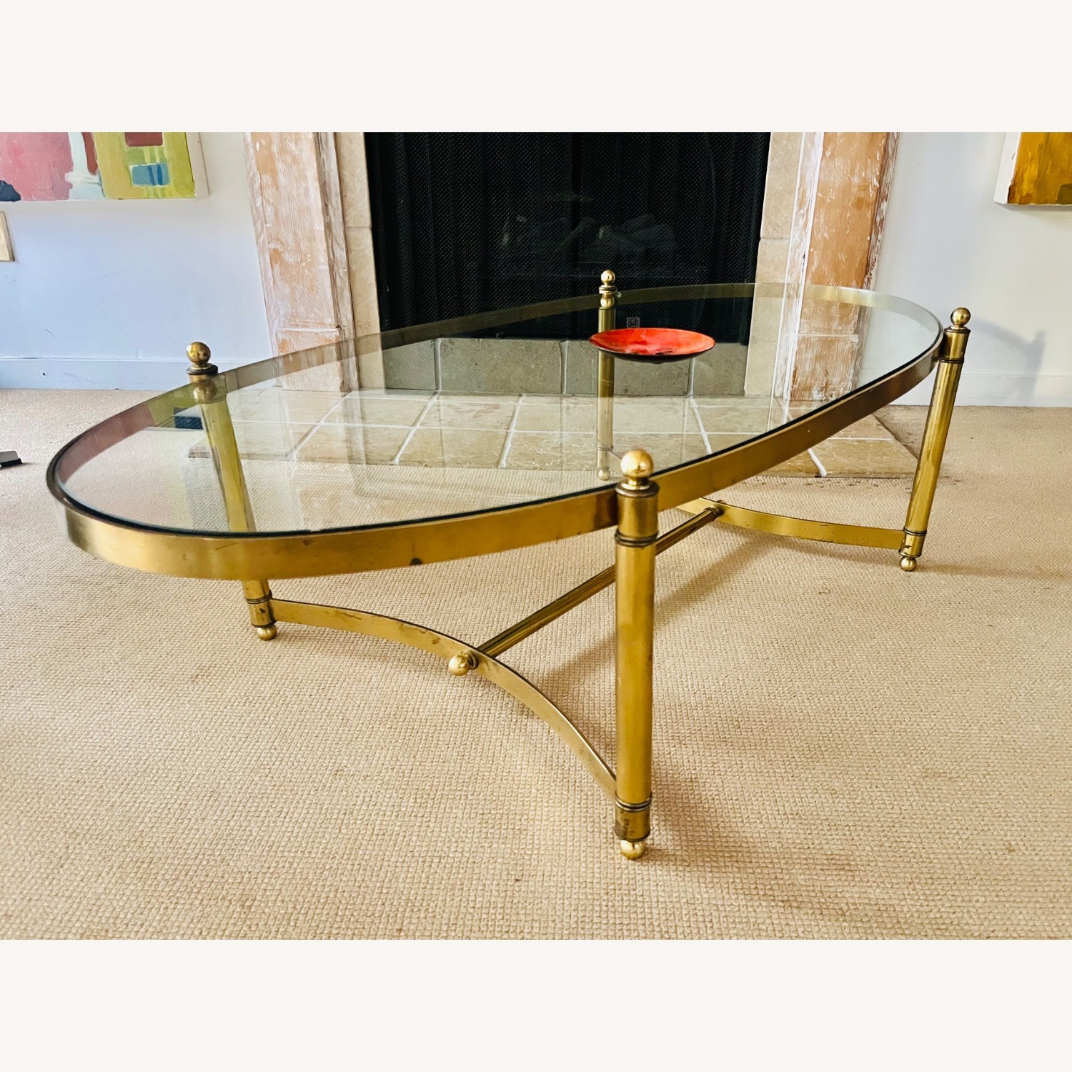 Vintage Mid Century Brass & Glass Coffee Table - image-5