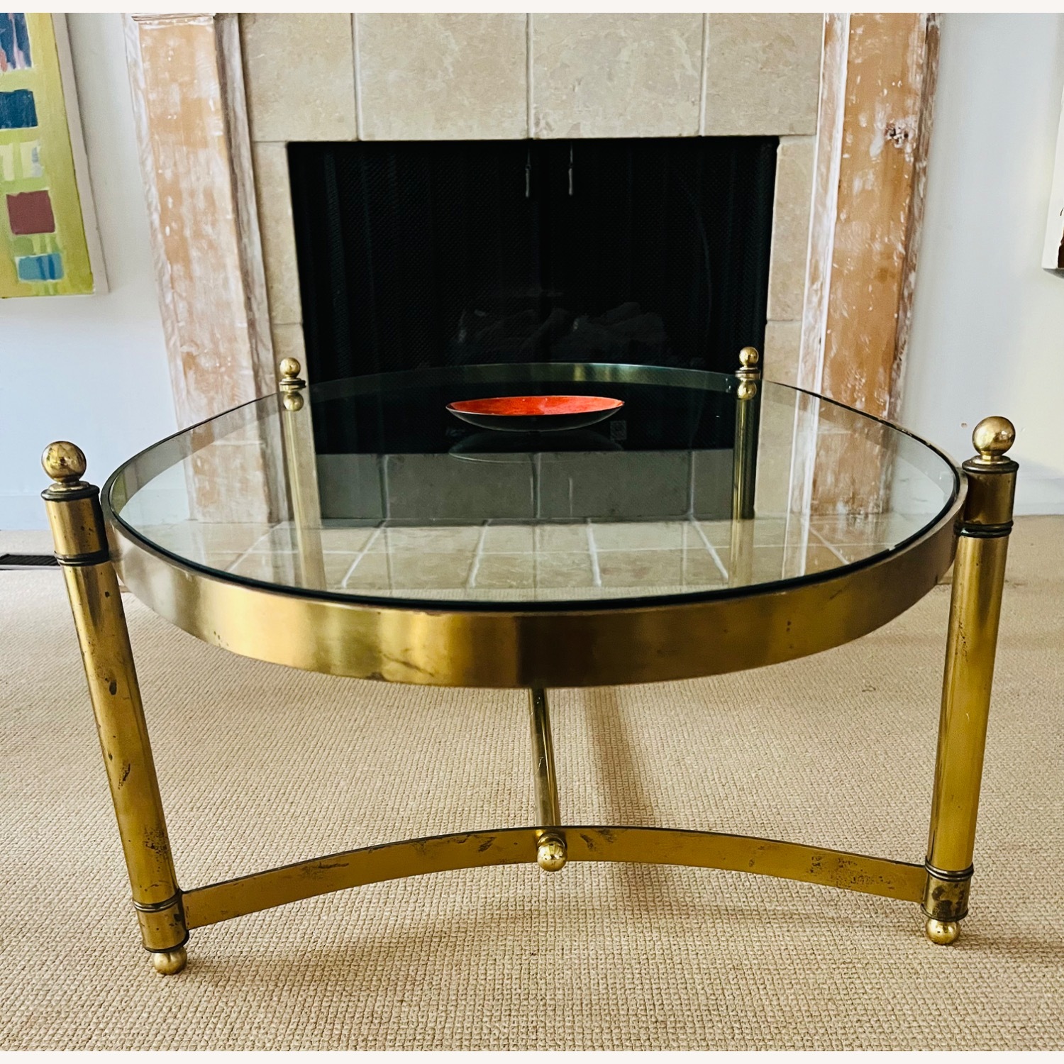Vintage Mid Century Brass & Glass Coffee Table - image-4