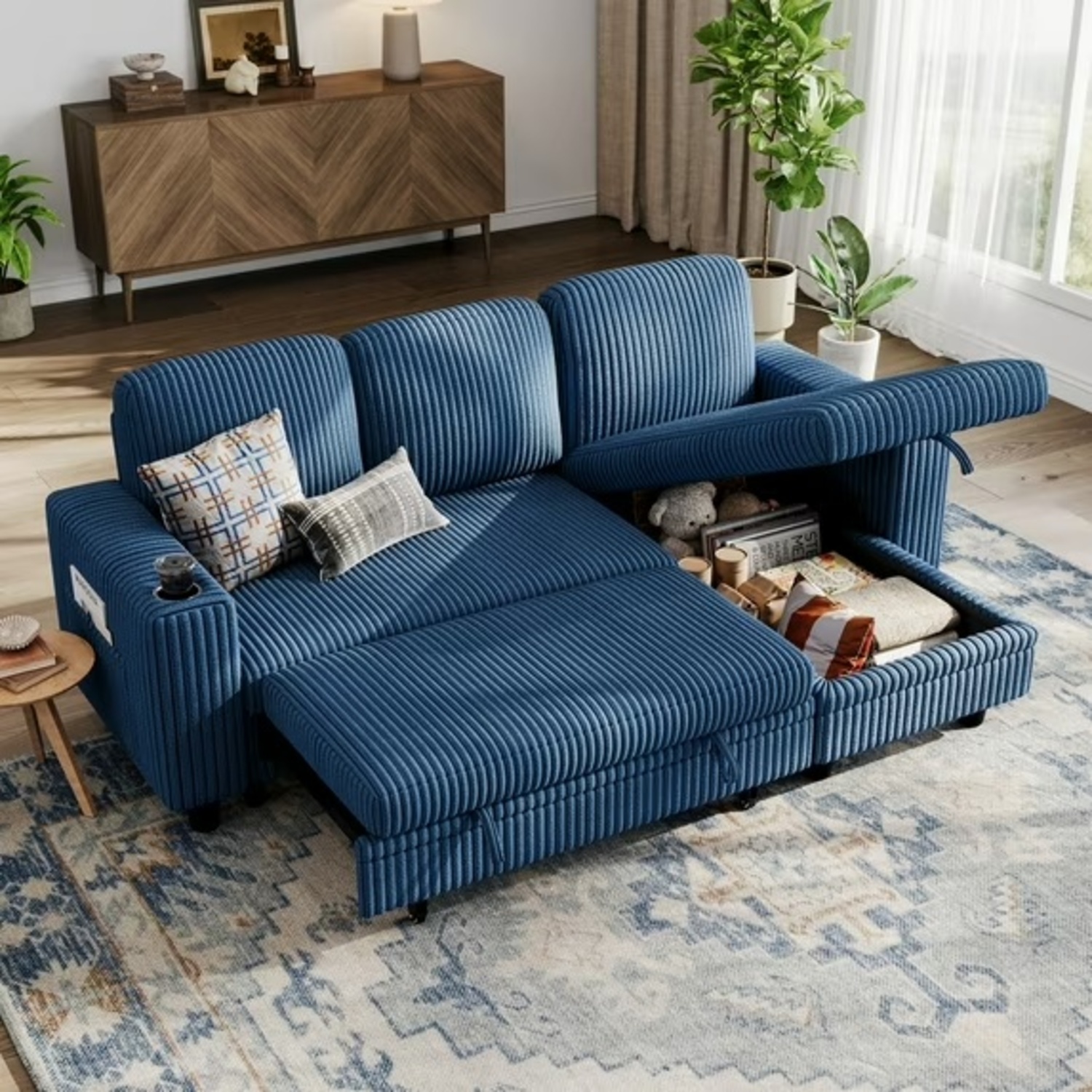 Linsey Home Blue Sleeper Sofa - image-4