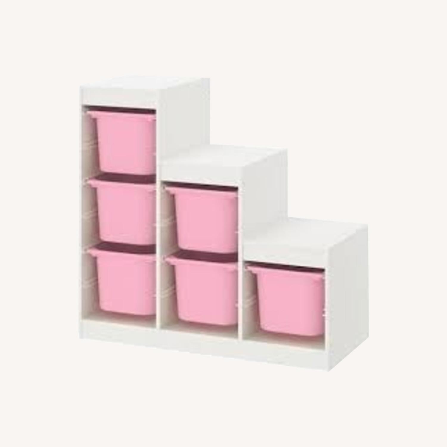 IKEA TROFAST Storage Combination White/Pink Basket - image-0