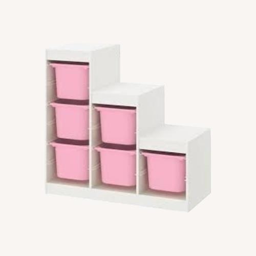 Used IKEA TROFAST Storage Combination White/Pink Basket for sale on AptDeco