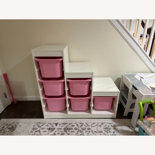 Used IKEA TROFAST Storage Combination White/Pink Basket for sale on AptDeco