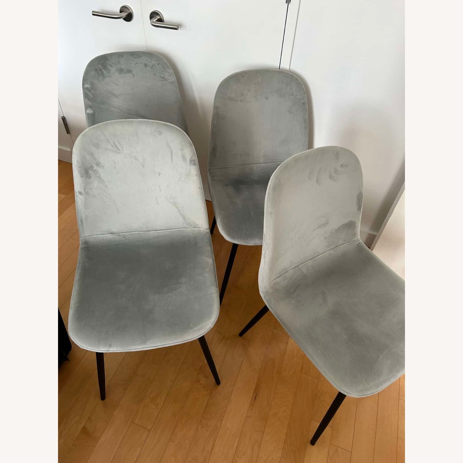 Grey Velvet Back Side Chairs Set of 4 - image-1
