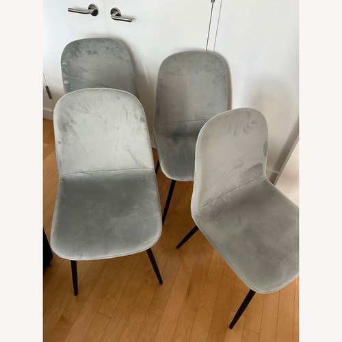 Used Grey Velvet Back Side Chairs Set of 4 for sale on AptDeco