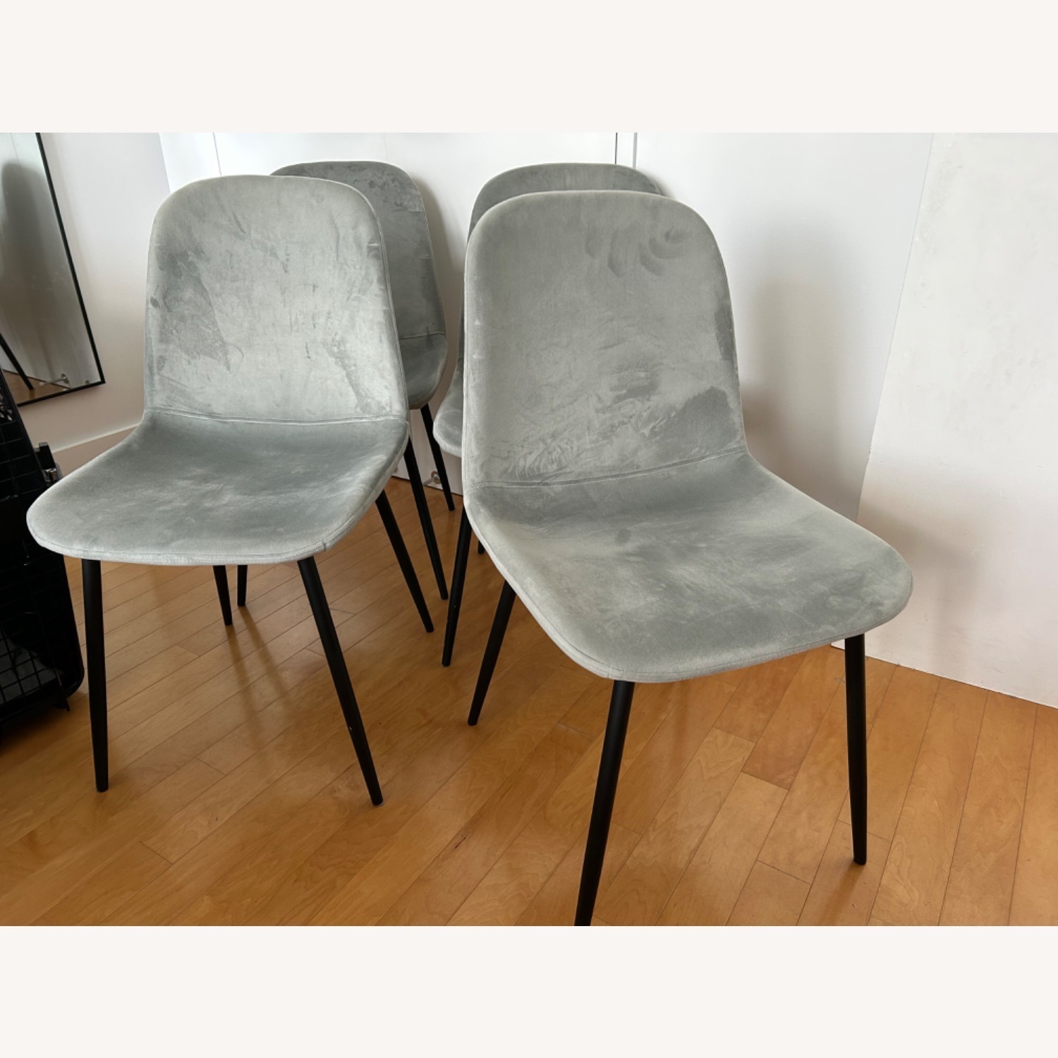 Grey Velvet Back Side Chairs Set of 4 - image-3