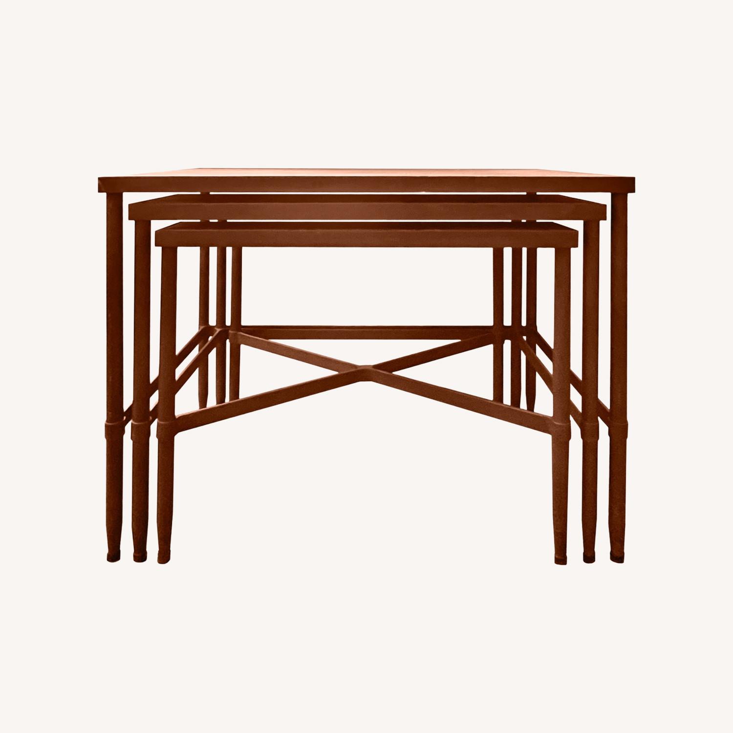 Pottery Barn Vintage Dark Brown Iron Side Tables - image-0