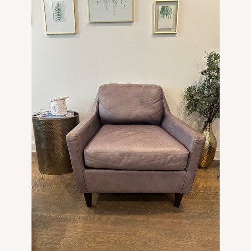 Used West Elm Faded Blue Gray Leather Accent Chair for sale on AptDeco