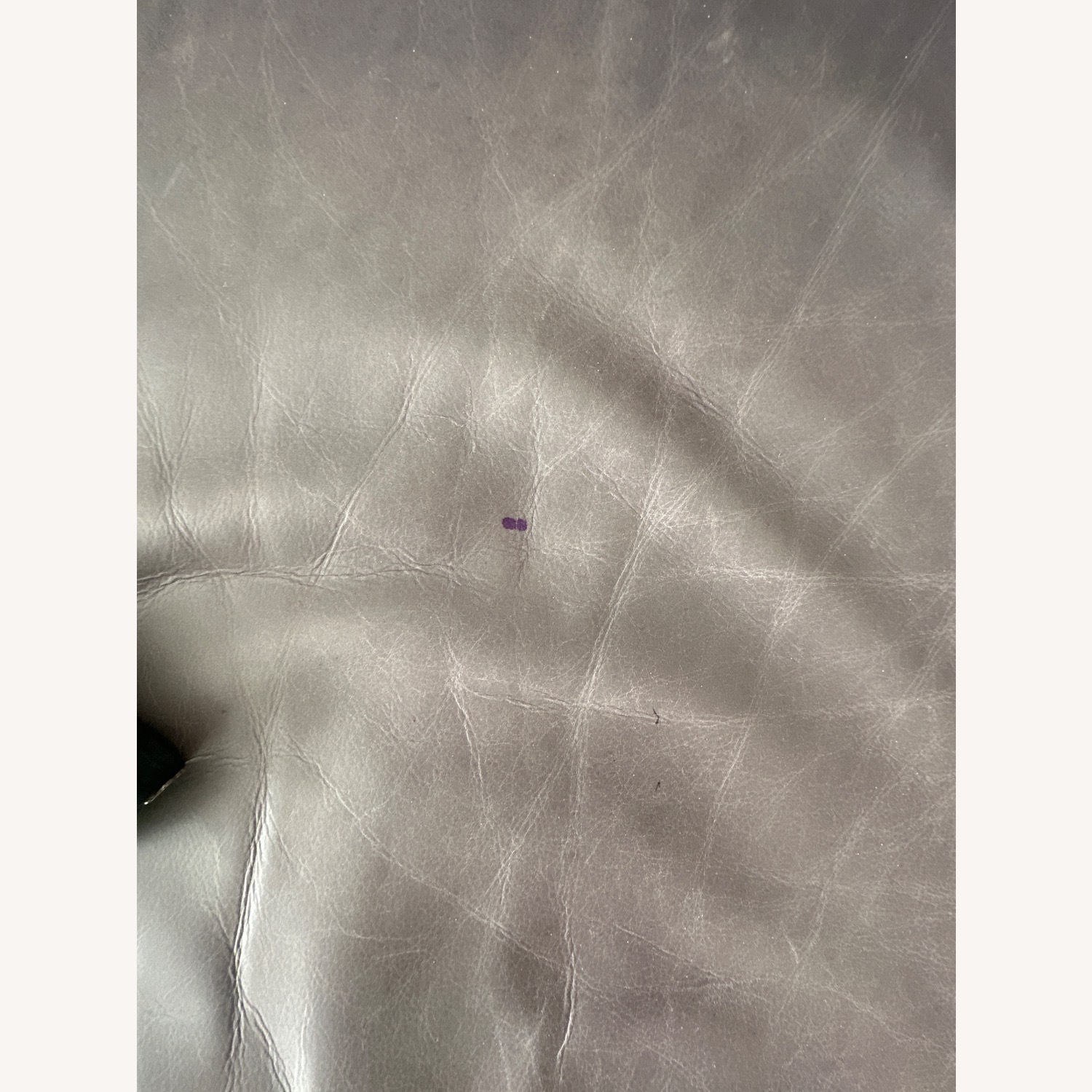 West Elm Faded Blue Gray Leather Accent Chair - image-3