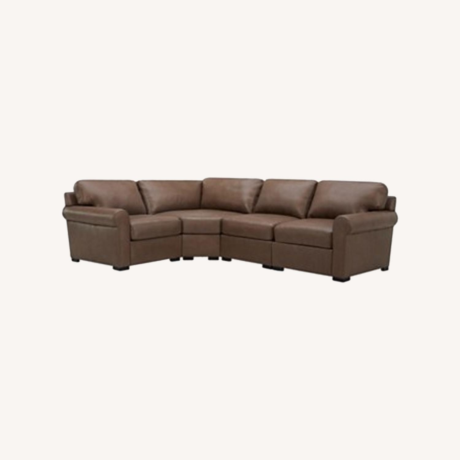 Macy's Dark Brown Leather 3+ Piece Sectional - image-0