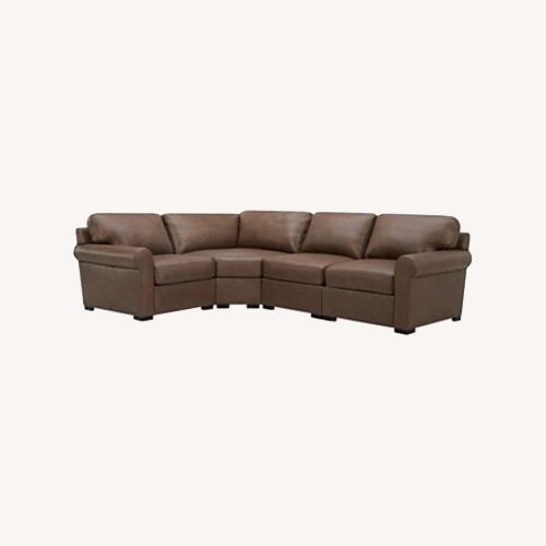 Used Macy's Dark Brown Leather 3+ Piece Sectional for sale on AptDeco