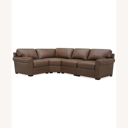 Used Macy's Dark Brown Leather 3+ Piece Sectional for sale on AptDeco