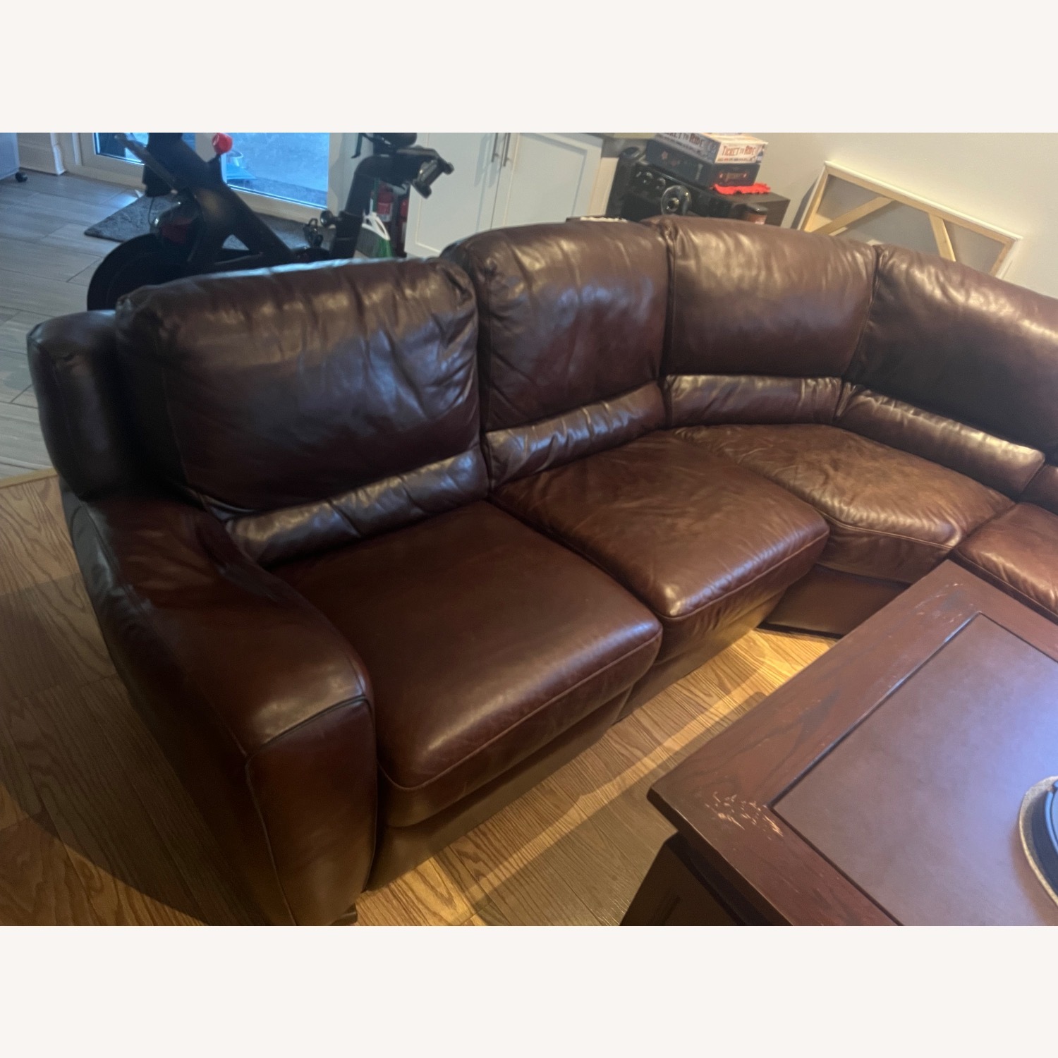 Macy's Dark Brown Leather 3+ Piece Sectional - image-3