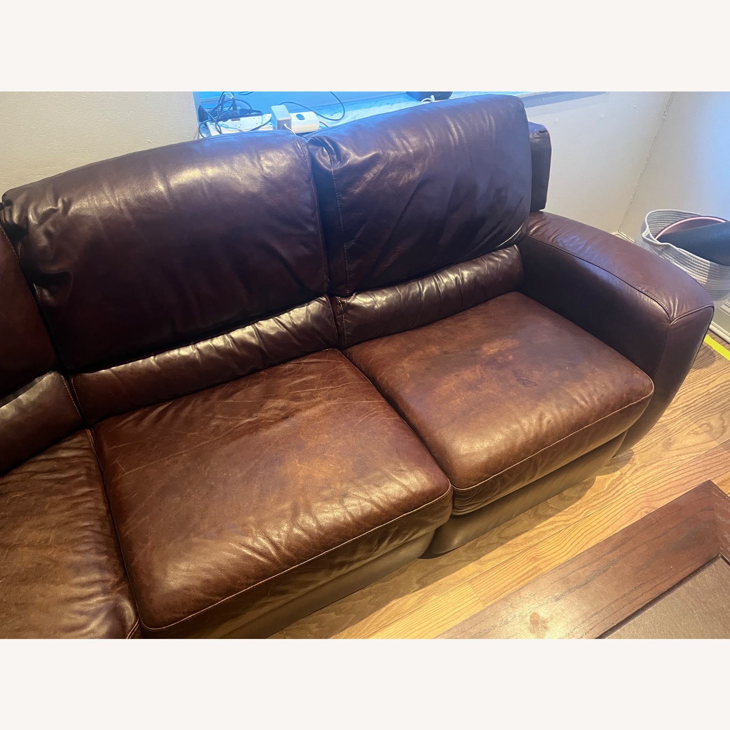 Macy's Dark Brown Leather 3+ Piece Sectional - image-4