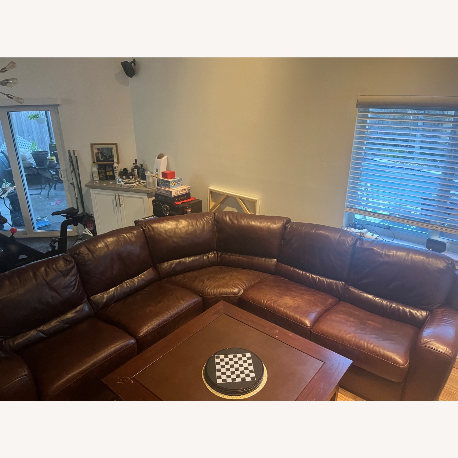 Macy's Dark Brown Leather 3+ Piece Sectional - image-5