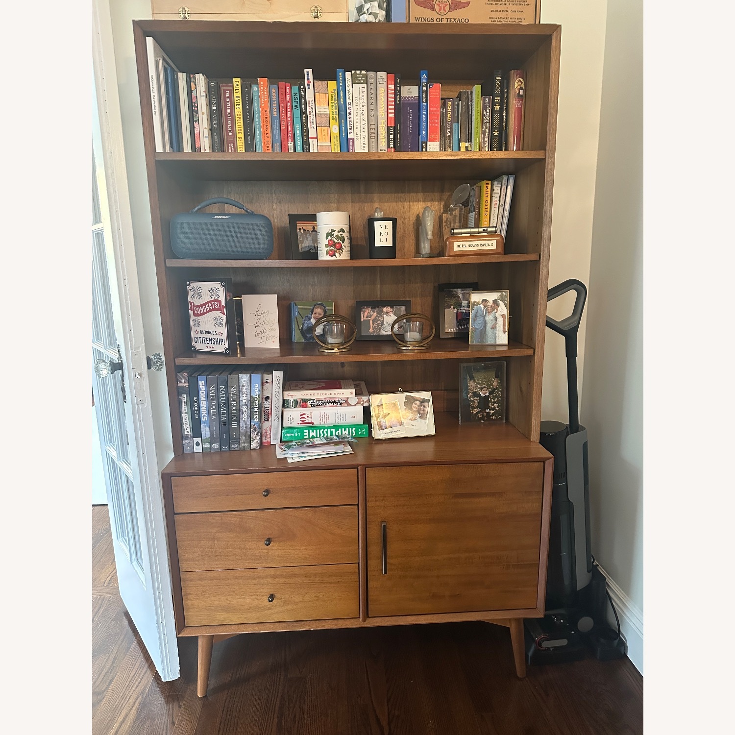 West Elm Mid-Century Console & Hutch Set (40") - image-1