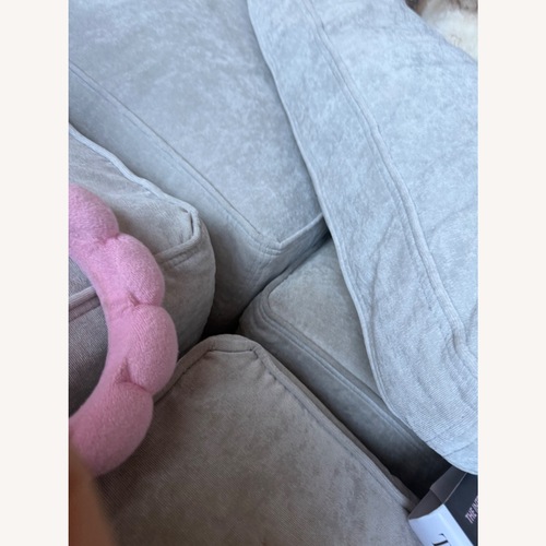 Used Light Grey Corded Velvet Lovesac Sectional for sale on AptDeco