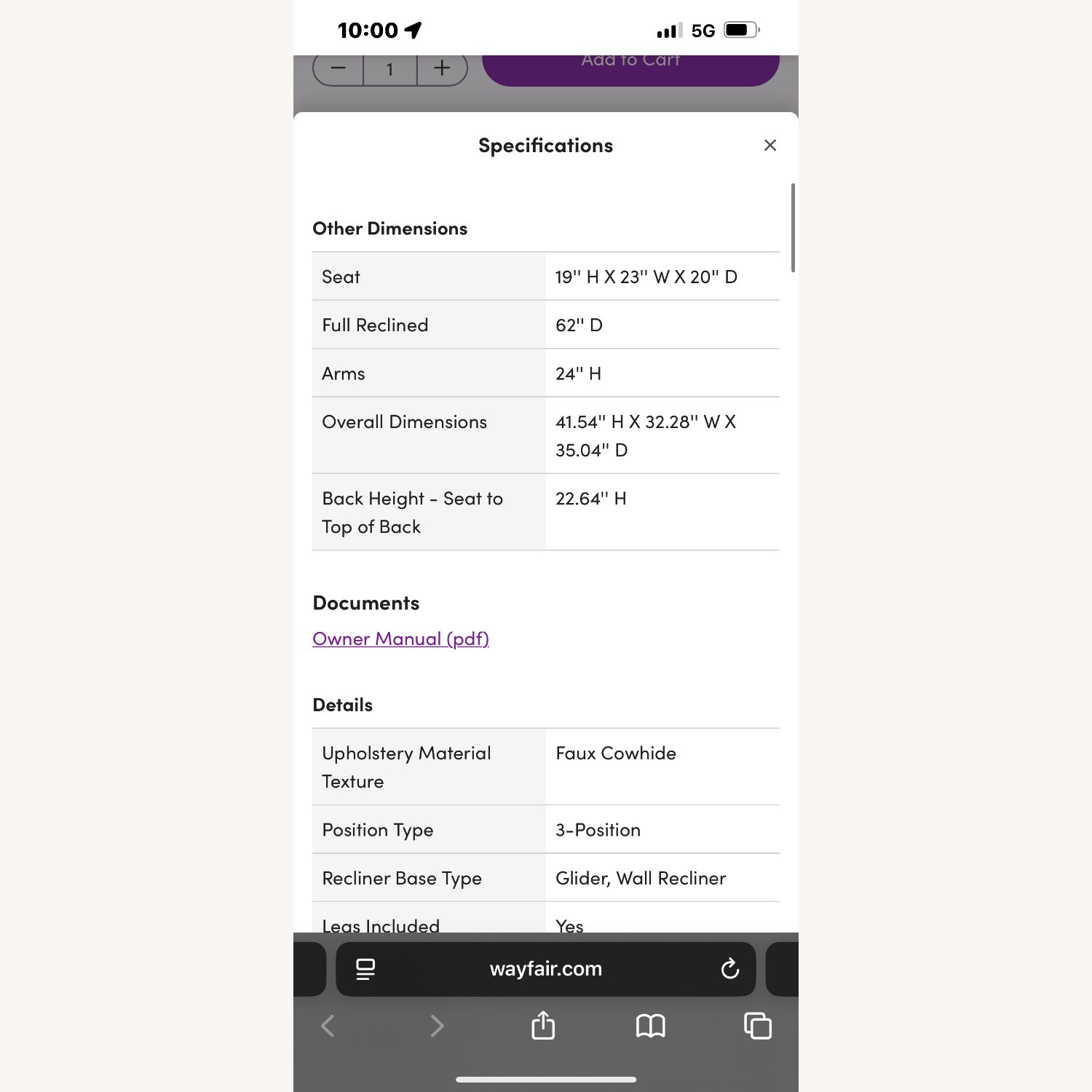 Wayfair Mid-Century Modern Push-Back Recliner Chair, PU Leather Armchair - image-2