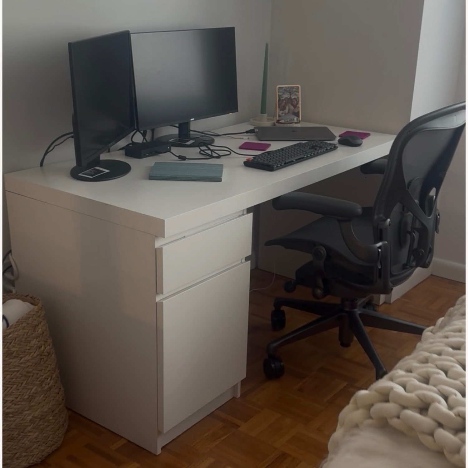 IKEA Malm White Wood Desk - image-3