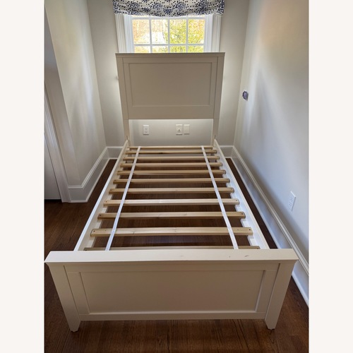 Used Hapmton Bed White Wood Twin Bed for sale on AptDeco